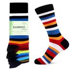 WeciBor Men's Bamboo Socks Breathable Soft Casual Socks, 6 Pack Multicolor Striped, Size 8-12
