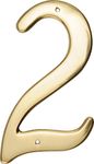 Hillman 847044 4-Inch Nail-On Traditional Solid Brass House Number 2