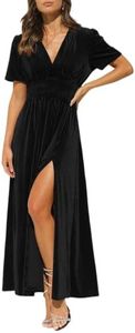 Maxigerui Women's Velvet Maxi Dress Formal Dresses for Wedding Guest Dress Black M