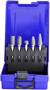 Carbide Burrs Set 5pcs with 6mm Shank Double Cut Solid Power Tools Tungsten Carbide Rotary Files Bits for Die Grinder Metal Wood Carving Engraving Polishing Drilling Grinding Milling Cutting