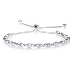 Diamond Treats 925 Sterling Silver Bracelet for Women and Teen Girls, Ladies Silver Bracelets with Diamond Cut Oval Beads, Adjustable Bracelet for Women, Silver Jewellery Gift for Women.