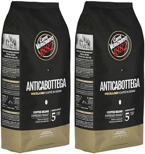 Caffe Vergnano 1882 Antica Bottega Whole Bean Arabica Medium Roast Espresso, 2.2 lbs Bag - Italian Coffee Beans with notes of Chocolate, Nuts & Caramel, Intensity 5/10-1000g Bag (2 Pack)