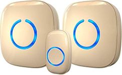 SadoTech Wireless Doorbells for Home, Apartments, Businesses, Classrooms, etc. - 1 Door Bell Ringer & 2 Plug-In Chime Receiver, Battery Operated, Easy-to-Use, Wireless Doorbell w/LED Flash, Beige