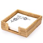 IGNPION Rattan Luncheon Napkin Holder Woven Lunch Serviette Tray Tissue Napkin Paper Dispenser Tabletop Decor Storage Tray for Kitchen, Dining Room, Bar, Party, Modern Buffet Napkin Caddy for Bathroom