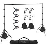 2.6 X 3 M / 8.5 X 10 FT Photo Video Studio Adjustable Backdrop Stand, Background Support System with 8 Spring Clamps, 2 Sandbags & 1 Carrying Bag for Video Studio Photo Party Wedding