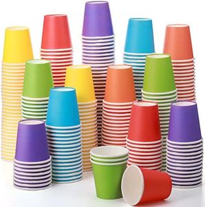 Sawysine 3 oz 300 Count Paper Cups Bathroom Cups Disposable Cups Mouthwash Cups Paper Espresso Cups Small Snack Cups Drinking Cup for Kid Party Hot Cold Water Coffee Juice Candy Office, Rainbow Colors