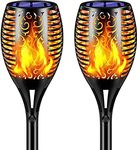 Epyz Solar Light Outdoor Waterproof Flickering Flame Mashaal Lamp 96 Led Auto On/Off for Yard Garden Party and Festival Decoration [ Pack of 2, Warm Yellow ]