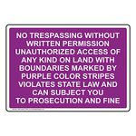 ComplianceSigns.com Purple No Trespassing Without Written Permission Safety Sign, 10x7 inch Plastic for No Soliciting/Trespass
