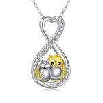 YAFEINI Owl Gifts Owl Necklace Sterling Silver Hoot Owl Pendant Necklace Infinity Owl Jewelry Christmas Gifts for Women Girls Owl Lovers