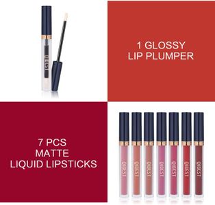 Matte Liquid Lipstick & Lip Plumper Set – 7 Colors, Long-Lasting Waterproof Gift for Women