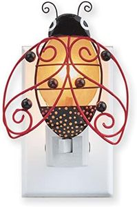 Ladybug Night Light | Decorative Capiz Shell and Metal Art Night Light | Bedroom, Bathroom, Stairs, Nursery | Rotating Plug | On/Off Switch | Bulb Included | 4” High