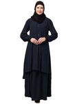 Muslim Closet Two Pieces Abaya Dress with Elasticated Sleeves made with Nida Matte Fabric - Knee length Burqa for Women and Girls