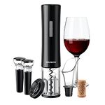 muson Electric Wine Opener, Automatic Corkscrew with Foil Cutter, 2 Vacuum Stopper, Aerator Pourer, Wine Bottle Opener Battery Operated 4-in-1 Gift Set for Wine Lover Home Kitchen