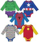 Marvel Baby Boys 5 Pack Bodysuits Hulk Spiderman Iron Man Captain America 0-3 Months