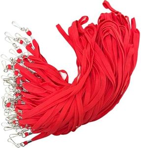 Hsyydzi Lanyard 100 Pack Bulk Badge Lanyards for ID Badges Lanyard with Swivel Hook(Wide, Red)