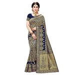 Yashika Women's Trendy Banarasi Kanjivaram Navy Color Art Silk Saree with Blouse Material (MALIYA NAVY)