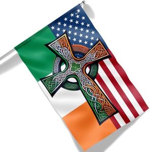 American Flag-Irish Celtic Knot Cross St. Patrick?s Day Irish American Flag TPT1539F, 3x5 ft. Flag-USA Flags Premium Polyester-Decorative Indoor Outdoor Flag