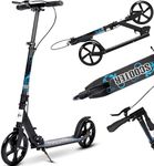 Kick Scooter, 2-Wheel Foldable Adult Scooter with Adjustable Handlebar, Big Wheels ABEC-7 Bearings for Boys & Girls Ages 8-12+