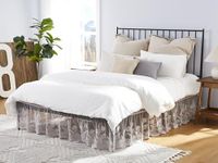 WARM HOME DESIGNS Queen Size Bed Skirt for Queen Bed. Our Gray Bed Skirt Goes Great with Farmhouse or Victorian Bedding. Queen Dust Ruffle Lace Bed Skirt for Any Bedroom Decor. DO Silver Queen