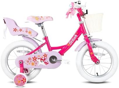 STITCH Unicorn 14 Inch Girls Bike for 3-5 Years Old Kids, 14 Inch Girls Bike with Basket&Stabilisers& Doll Seat,Purple…