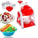 BYRM Manual Ice Gola Maker | Ice Crusher, Slush Maker, Snow Grinder | Ice Snow Maker | Shikanji ice Maker | Portable Gola Maker with Reusable 3 Bowl,1 Glass, 6 Sticks (Low Quality Material) | Baraf ka gola banane wali machine (Multicolor)