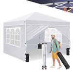 Ej.Victor Gazebo, One Push Pop up Gazebo with Sides 3m x 3m and Wheeled Bag, Heavy Duty Gazebo Waterproof & Sunproof, Perfect for Garden, Party,Camping, Hut Tub White