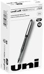 uni-ball VISION NEEDLE Rollerball, Stick Roller Ball Pen Micro-0.5mm, 12 Pack, Black Ink (1734918)