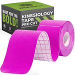 Boldfit Kinesiology Tape for Physiotherapy Precut Kinesio Tape for Sports Injury Pain Relief Muscle Tape for Shoulder, Wings, Arms, Ankle K Taping Waterproof Athletic Tape for Pain Support Precut-Pink