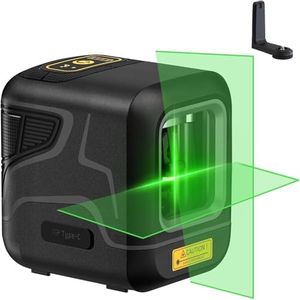 Fanttik D2 Laser Level, DIY Self Leveling Laser Level, 10 hours' lasting, Battery Rechargeable, TYPE-C, Green Cross Line Horizontal and Vertical, 100Ft Visibility, Pulse Mode, Magnetic Bracket, IP54
