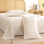Story@Home King Size Bedsheet | Air Cotton Flatsheet King Size with Two Pillow Covers| 240 TC | Super Soft Bed Sheet for King Size Bed | Floral Design (270 x 250 cm, Off White & Blue)