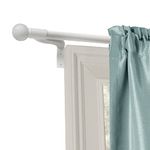 MAYTEX Easy Install Café Window Curtain Rod No Measuring Needed, 48", with Decorative Round Finials, 18-48 Inches, White