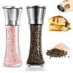 Salt and Pepper Grinder Set - 2Pack Stainless Steel Salt Manual Pepper Mills with Adjustable Coarseness for Spices and Seeds Fits in Home, Kitchen, Outdoor (No Salt and Peppercorns) - Tall