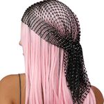 Women Girls Mesh Rhinestone Headbands Glitter Hollow Out Wide Hairbands Elastic Turban Kerchiefs Crystal Headscarfs Wrap for Rave Party Festival Nightclub