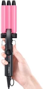 CIVEYA Mini Crimper Hair Tool for Short Hair 1/2 Inch, Small Hair Crimper for Tight Beach Waves, 3 Barrel Hair Waver with Argan Oil Infused, Easy to Use Waver Hair Tool, Mini 3 Barrel Curling Iron