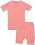 VAENAIT BABY Infant Toddler Junior Summer Rayon from Bamboo Pajamas Short Pjs 2pcs Set Stitch Coral L