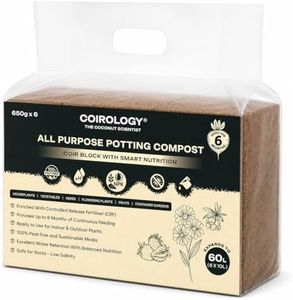 Coirology All Purpose Compost Brick 6 x 650g - Compressed Coco Coir Peat-Free Potting Soil Feeds for 6 Months, Controlled Release Fertiliser Expands to 60L - Lightweight Easy-to-Carry Growing Medium