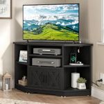 YITAHOME Corner TV Stand, Entertainment Center, Farmhouse TV Stand 55 inch TV w/Power Outlet, TV Stand for Living Room w/Adjustable Storage Shelf, Television Stands for Living Room, Black