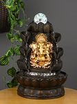 VIVARS Tabletop Water Fountain, Polyresin Indoor Outdoor Water Fountain with LED Lights for Home Decor Decoration Showpiece Gifts (TC-Ganesha-1)