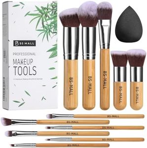 BS-MALL Makeup Brush Set 11 Pcs Makeup Sponge, Professional Bamboo Makeup Brushes for Foundation, Powder, Blush, Concealer, Eyeshadow & Blending, Ideal for Travel, Beginners & Makeup Artists