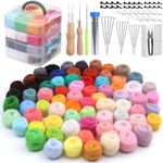 ZXIIXZ 72 Colors Wool Felting Kit, Needle Felting Starter Kit for Beginners, Wool Roving Kit with Felting Needles, Felting Pad, 4 Layer Storage Box for Home Festival DIY Crafts Decoration