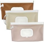 Wipe Dispenser,3-Pack Portable Refillable Wipe Container,Reusable Travel Baby Wipes Dispenser, Waterproof and Dustproof(Blush Pink & Cream& Brown)