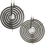 Replacement General Electric RB632GxR1 8 inch 6 Turns & 6 inch 5 Turns Surface Burner Elements - Compatible General Electric WB30M1 & WB30M2 Heating Element for Range, Stove & Cooktop