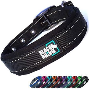 Black Rhino - The Comfort Collar Ultra Soft Neoprene Padded Dog Collar for All Breeds - Heavy Duty Adjustable Reflective Weatherproof (Small, Black)
