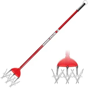 Garden Weasel Rotary Cultivator with Detachable Tines - Long Handle | Aerate, Weed, Cultivate, Plant, Reseed | Lawn Reseeding Garden Tool, Garden Soil Loosener | 90206