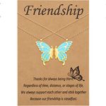 CheersLife Friendship Necklace 2 Best Friend BFF Butterfly Matching Necklaces Jewelry Gifts for Teen Girls Women Friends Long Distance Birthday Gift Blue and Gold