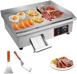 CHAOFLIGHT Commercial Electric Griddle, 22" Teppanyaki Grill 3000W Countertop Flat Top Grill Stainless Steel Teppanyaki Grill w/Non Stick Iron Cooking Plate 122-572℉ Adjustable Temp for Pancake