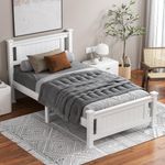 ALFORDSON King Single Bed Frame Wooden Bed Base with Solid Wood Pine Timber Slats, Mattress Base Platform with Storage Space, White Bed Foundation with High Headboard, Arne Series Bedroom Furniture