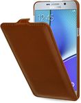 StilGut UltraSlim, Genuine Leather Case, Cover for Samsung Galaxy Note 5, Cognac Brown