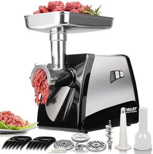 Valley Sportsman #8 Electric Meat Grinder and Sausage Maker, 1/2HP 575W Max, Meat Mincer Machine with Stainless Steel Blade & 3 Plates, 2 Meat Claws, Sausage Stuffer Tube for Home Kitchen Use, Black