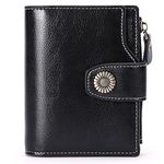 SENDEFN Small Women Wallet Genuine Leather RFID Blocking Bifold Small Purse with Zipper Pocket